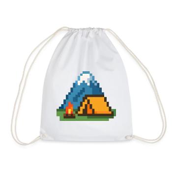 Pixel Lagerfeuer am Bergzelt - Turnbeutel - Weiß - Vorne
