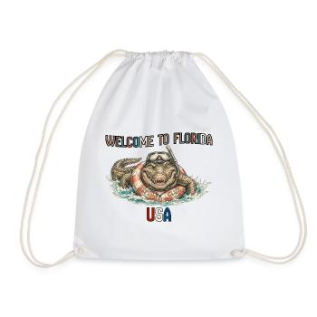 Holiday greetings from the coolest crocodile in Florida - Drawstring Bag - white - Front
