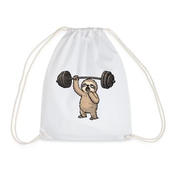 Paresseux de fitness avec barre dans un style comique - Sac de sport léger - blanc - Devant