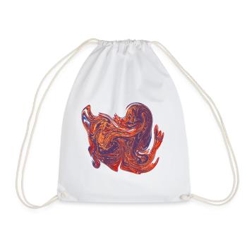 Color Swirl Heart Marble Pattern - Drawstring Bag - white - Front