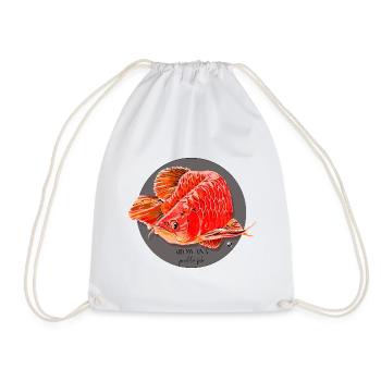 Illustration du poisson Arowana dans un cercle gris - Sac de sport léger - blanc - Devant