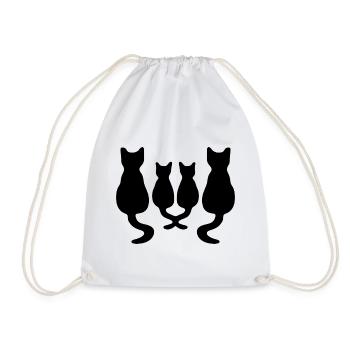 katzenfamilie Silhouette - Turnbeutel - Weiß - Vorne