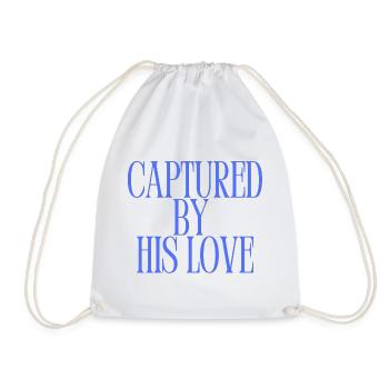 Captured By His Love Blue Christian Quote - Drawstring Bag - white - Front