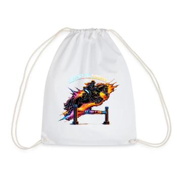 Jump in Neon – Equestrian Sports & Show Jumping - Drawstring Bag - white - Front