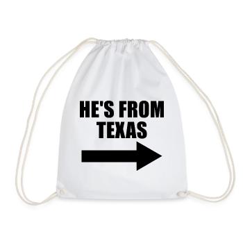Er kommt aus Texas. Arrow Right Couples. Er kommt  - Turnbeutel - Weiß - Vorne