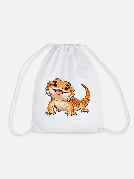 Bartagame Kawaii Style – Süße Echse - Turnbeutel - Weiß