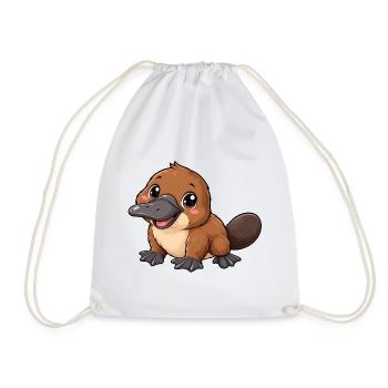 Schnabeltier Kawaii Style – Süßes Australienmotiv - Turnbeutel - Weiß - Vorne