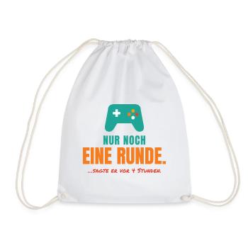 Nur noch eine Runde – Gamer Spruch - Turnbeutel - Weiß - Vorne