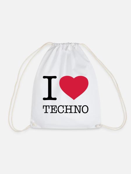 I LOVE TECHNO - Turnbeutel - Weiß
