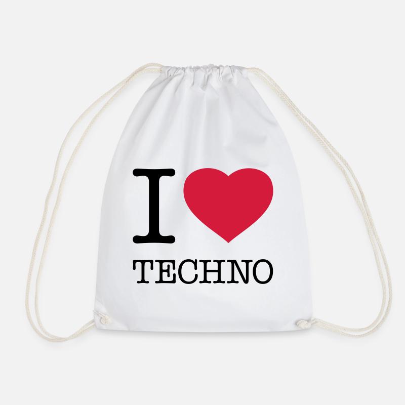 I LOVE TECHNO - Turnbeutel - Weiß
