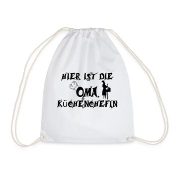 Hier ist die Oma Küchenchefin - Turnbeutel - Weiß - Vorne