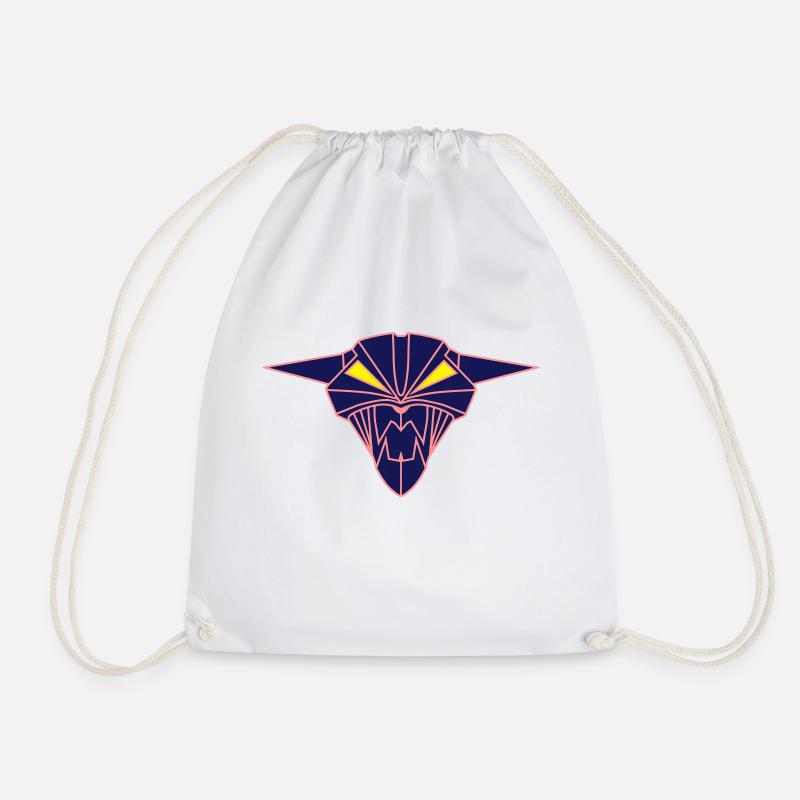 BIONIC DEVIL CAT !!! - Drawstring Bag - white