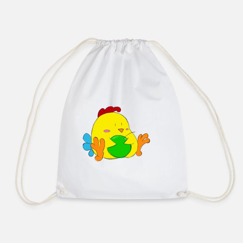 Chicken - Drawstring Bag - white