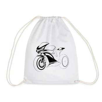 Motorcycle Illustration Icon Graphic Icon Logo - Drawstring Bag - white - Front
