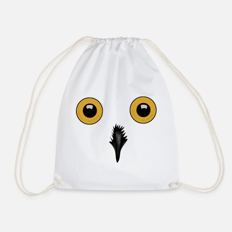 Night Eyes Owl Silhouette - Drawstring Bag - white