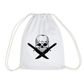 Skull skull crossed with two knives - Drawstring Bag - white - Front