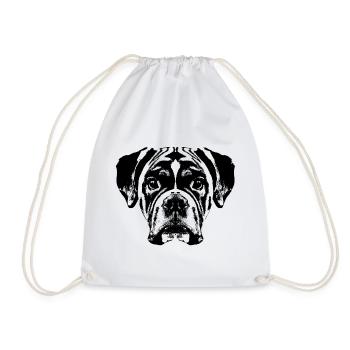 Boxer / Head / Dog / Graphic - Drawstring Bag - white - Front