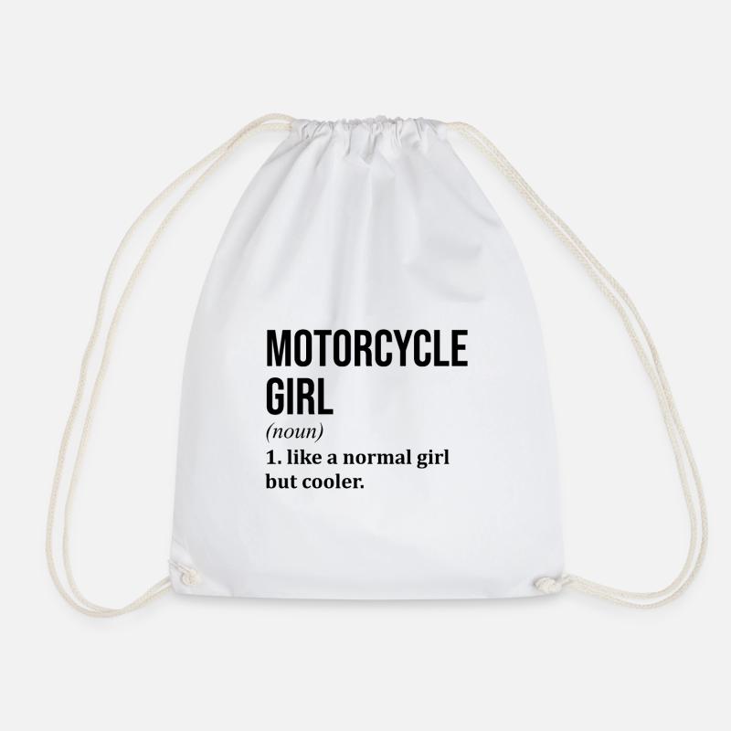 Motorcycle - Drawstring Bag - white