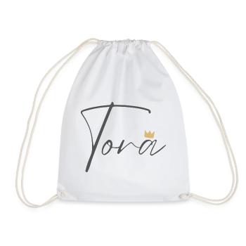 Princess Tora Crown Shirt – Name with letter T - Drawstring Bag - white - Front