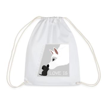 Love is... Dog and Cat - Drawstring Bag - white - Front