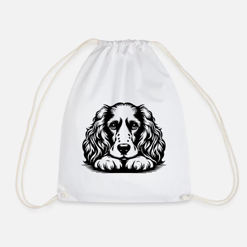 Cocker Spaniel Kopf mit Pfoten - Turnbeutel - Weiß