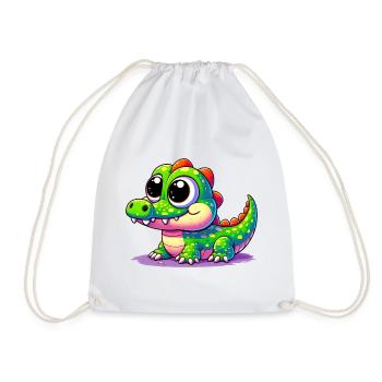 Alligator Crocodile - Drawstring Bag - white - Front