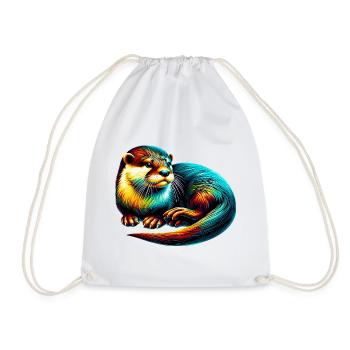 Otter - Drawstring Bag - white - Front