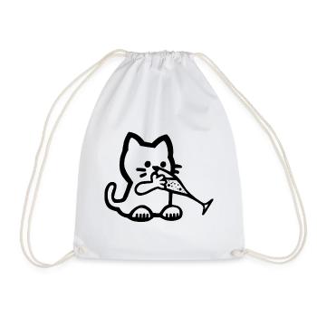 Thirsty kitten - Drawstring Bag - white - Front