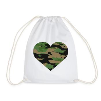 Camouflage Herz Design - Turnbeutel - Weiß - Vorne