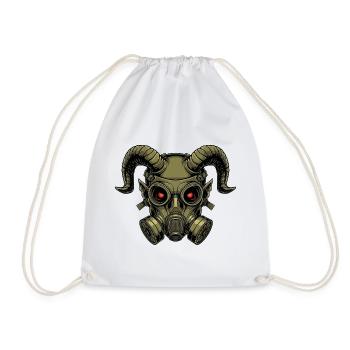 Devilish Demon Mask Halloween Creepy Gothic - Drawstring Bag - white - Front