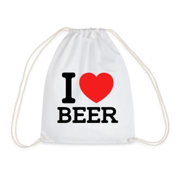 I love Beer (Farben änderbar) - Turnbeutel - Weiß - Vorne