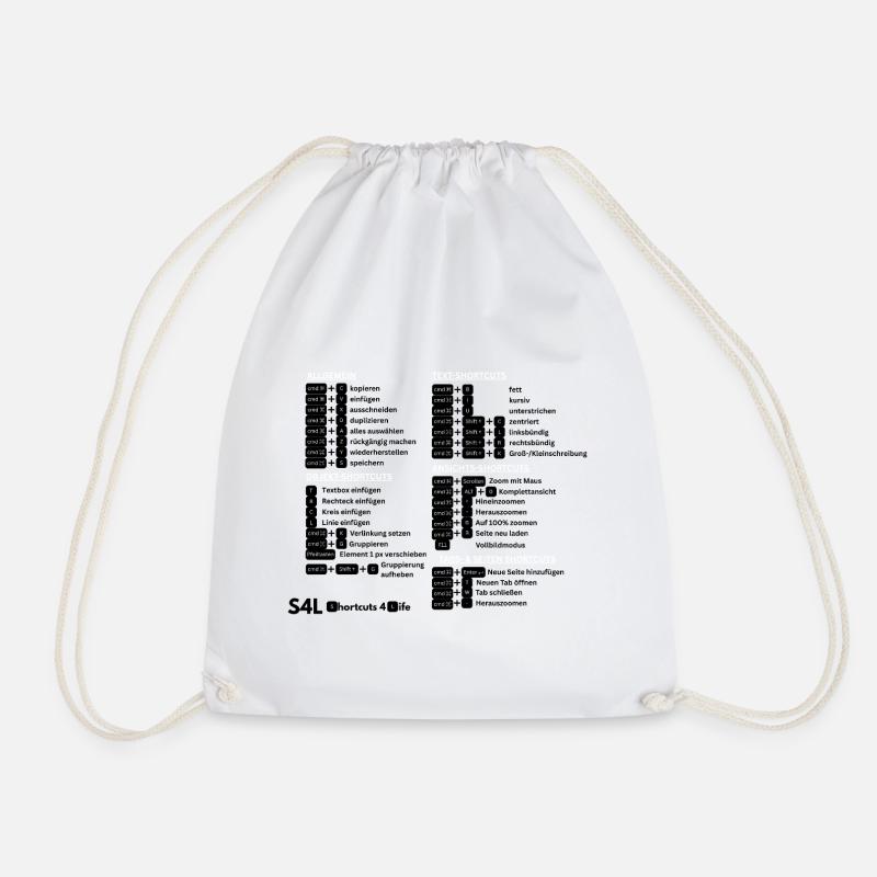 SL Shortcuts Mac – Cmd Pro! Content Creator - Drawstring Bag - white