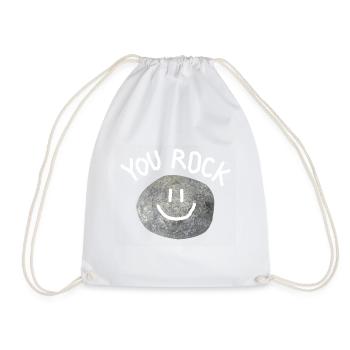 You Rock Minimal Statement Pebble - Drawstring Bag - white - Front