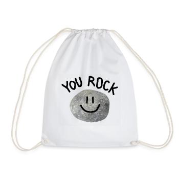 You Rock Minimal Wortspiel Statement Smile Stein - Turnbeutel - Weiß - Vorne