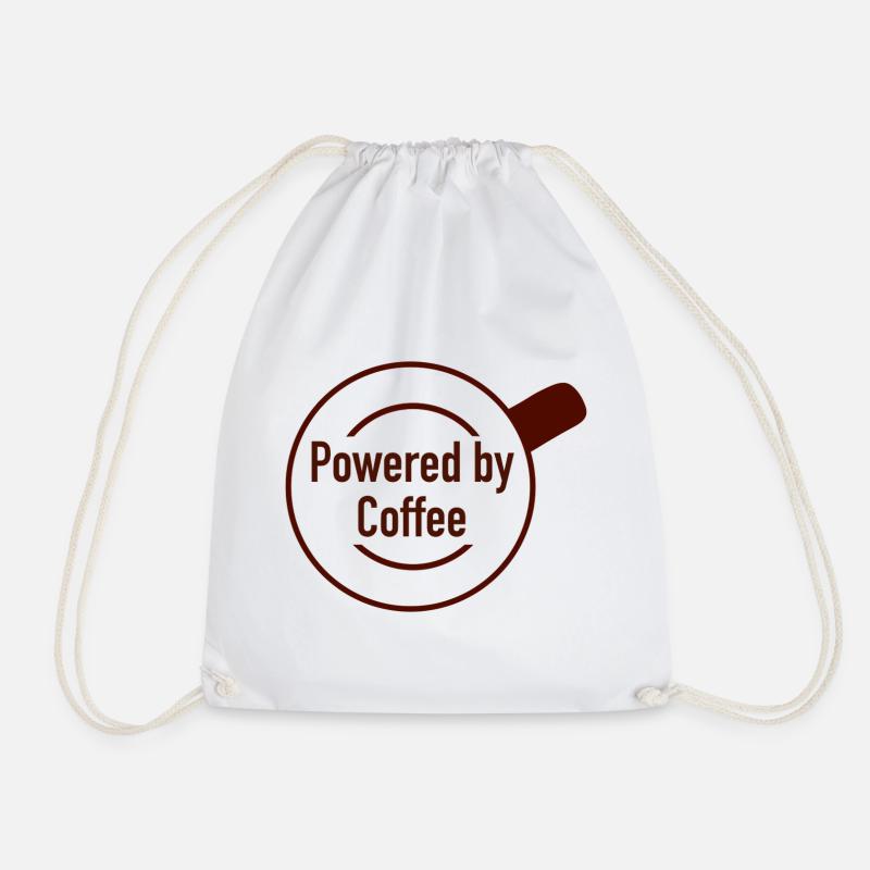 Powered by Coffee - Drawstring Bag - white