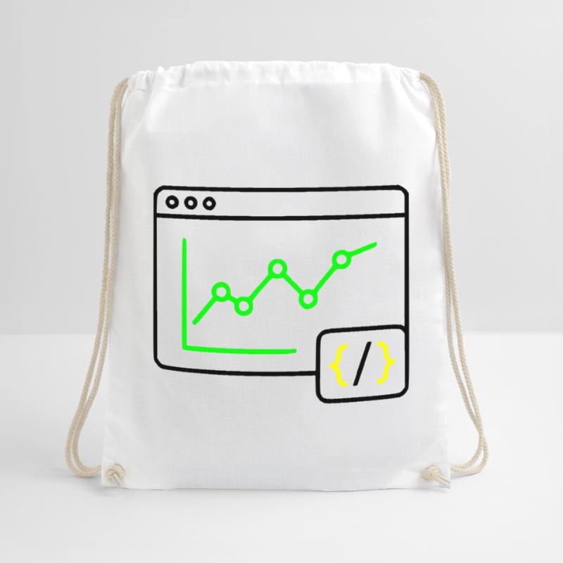 Web Analysis Chart Coding Browser Vector Drawstring Bag
