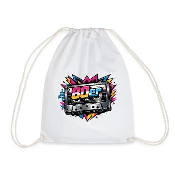 80s Retro Cassette Neon - Drawstring Bag - white - Front
