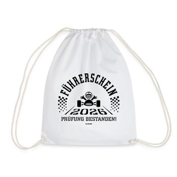 Driving licence 2026 – driving test passed! (Black) - Drawstring Bag - white - Front