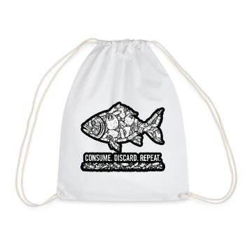 Fish Waste: Consumes Throws Repeats - Drawstring Bag - white - Front