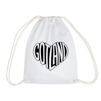 Gotland, Sweden Lettering Heart - Drawstring Bag - white - Front