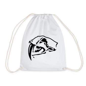 Sabre-toothed Tiger Skull - Drawstring Bag - white - Front