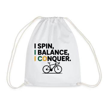 Artistic Cycling I Spin I Balance I Conquer  - Drawstring Bag - white - Front