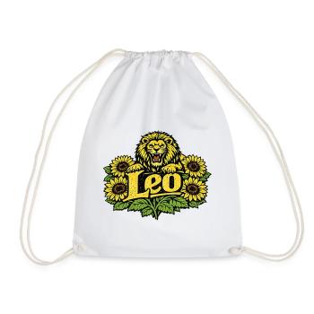 Leo Sunflower Crest - Drawstring Bag - white - Front