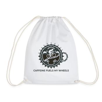 Caffeine Fuels My Wheels Cycling Tee - Drawstring Bag - white - Front