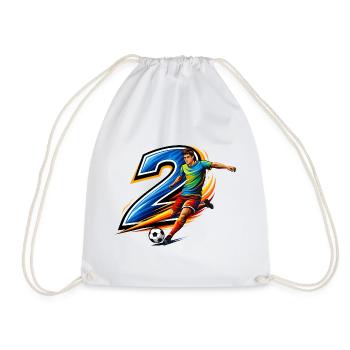 Number 2 Soccer Shirt Player Action Design - Drawstring Bag - white - Front