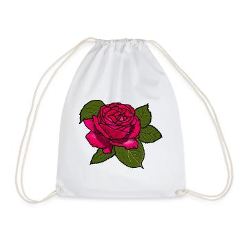 Pink Rose - Drawstring Bag - white - Front