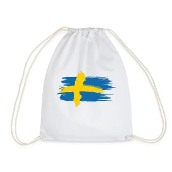 Schweden – Blau Gelb Landkarte Brush Design - Turnbeutel - Weiß - Vorne