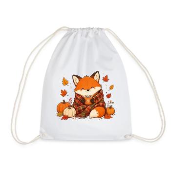 Süßer Fuchs mit Tee Gemütliches Herbst Design - Turnbeutel - Weiß - Vorne
