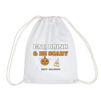 Essen, Trinken & Sei Gruseliges Halloween-Tee - Turnbeutel - Weiß - Vorne