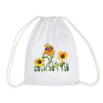 Sunflowers with sunglasses - Drawstring Bag - white - Front